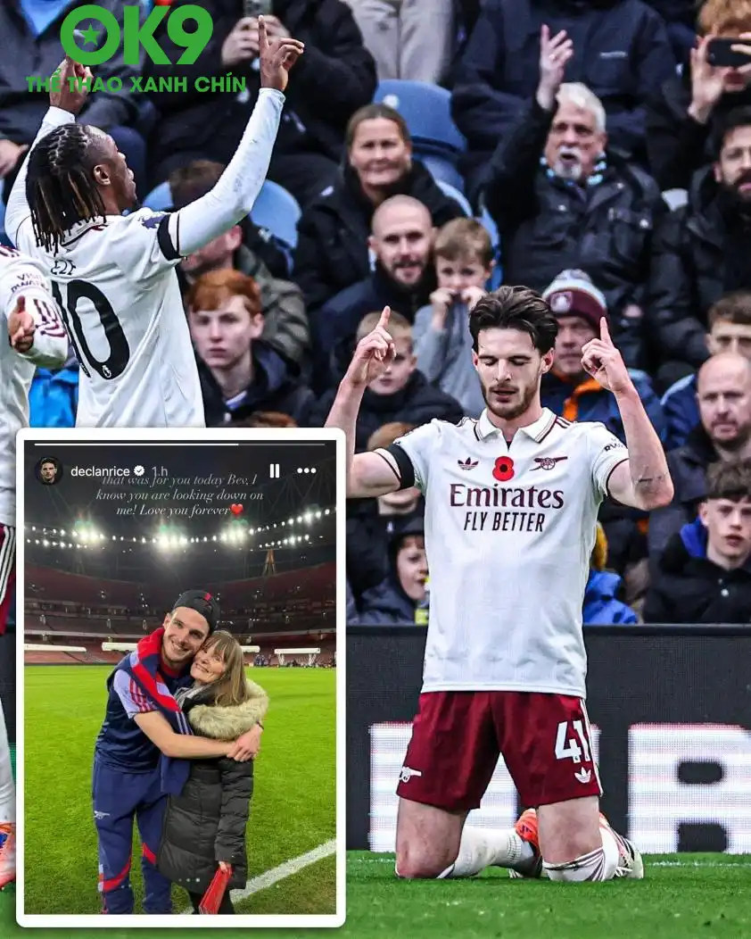 Declan Rice dành tặng bàn thắng của mình vào lưới Burnley cho người dì đã qua đời (Ảnh: ESPN UK).